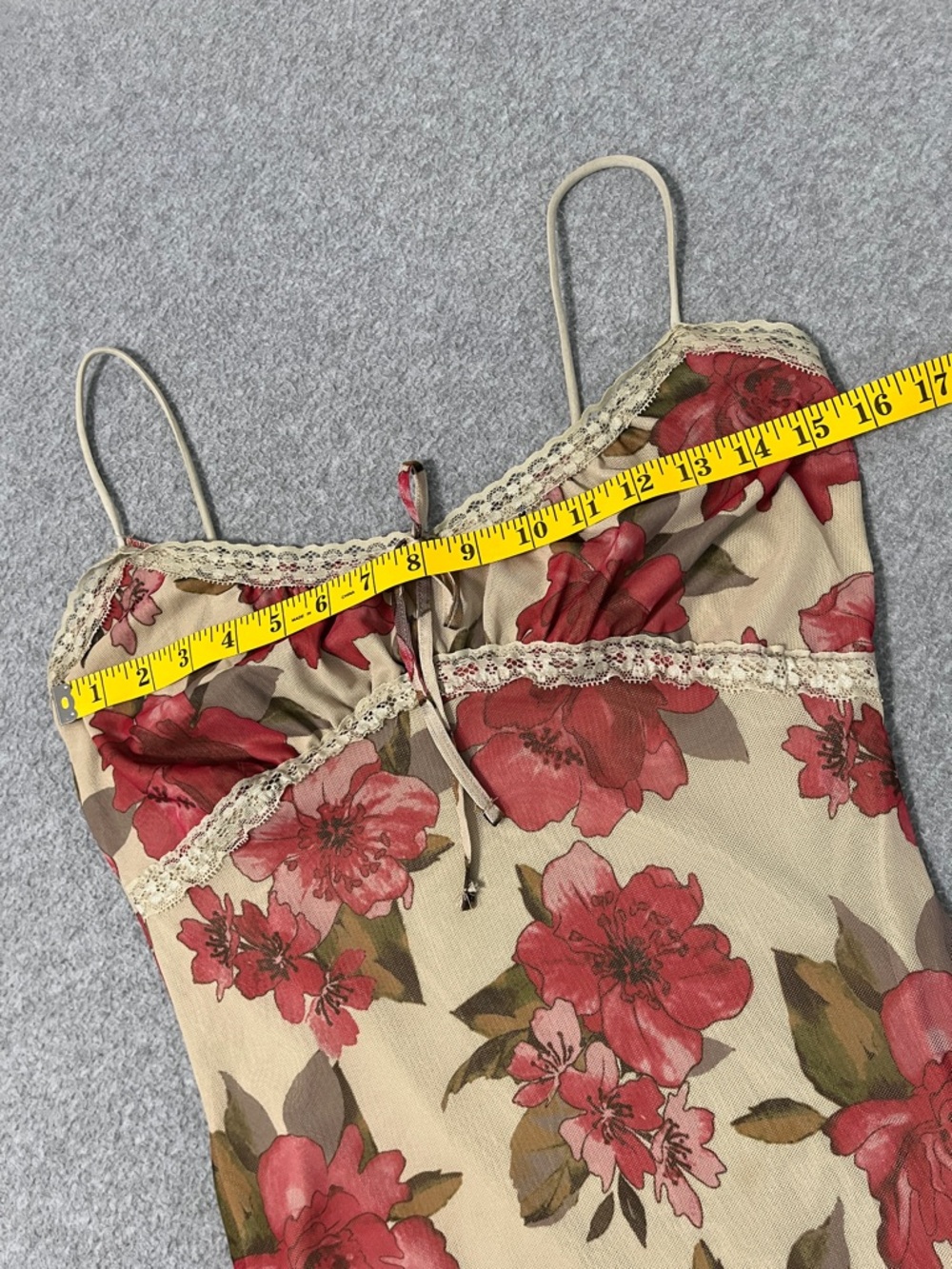 Y2K Mesh Babydoll Midi Dress Medium Cami Floral Fairy Grunge Coquette Woodland - Picture 6 of 12
